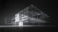 Modern Architectural Structure Wireframe on Black Background Royalty Free Stock Photo