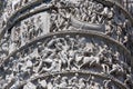 Architectural detail from ancient Marcus Aurelius Column in front of Palazzo Chigi in city of Rome, Italy Royalty Free Stock Photo