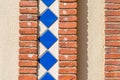 Architectural detail, brick wall with ceramic tiles