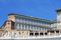 Architectural detail of buildings in Piazza San Pietro, St Peters Square in Vatican. Royalty Free Stock Photo