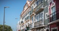 Architectural detail of buildings typical of historic downtown of Lisbon, portugal