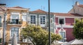 Architectural detail of buildings typical of historic downtown of Lisbon, portugal