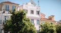 Architectural detail of buildings typical of historic downtown of Lisbon, portugal