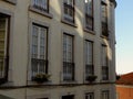 Architectural detail close-up of vintage facade of apartment building in Alfama district in Lisbon, Portugal Royalty Free Stock Photo