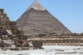 Architectural detail of the Giza pyramid complex Royalty Free Stock Photo