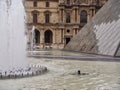 Architectural Detail, Glass Pyramid, Louvre Museum, Paris, France Royalty Free Stock Photo