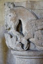 Architectural detail of horse statue in the cloister of Saint-Andre-le-Bas in Vienne, France