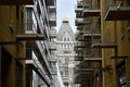 Architectural detail of Iconic Tower Bridge in London, England in a cloudy day. Royalty Free Stock Photo