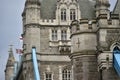 Architectural detail of Iconic Tower Bridge in London, England in a cloudy day. Royalty Free Stock Photo