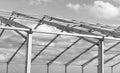 Architectural detail. Installation of metal structure outside. Metal construction. Structural design engineering. Structure Royalty Free Stock Photo