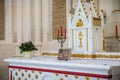 Architectural detail of the interior of the Notre-Dame-de-Pitie chapel in Lege, France