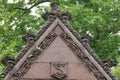 Architectural detail of an intricate brown roof