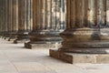 Architectural detail of marble doric order columns in a row Royalty Free Stock Photo