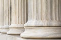 Architectural detail of marble ionic order columns. Royalty Free Stock Photo