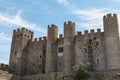 Architectural detail of the medieval castle of Obidos Royalty Free Stock Photo