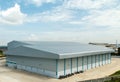 Architectural detail of metal roofing on commercial construction