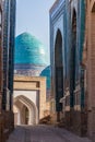 Architectural detail of the necropolis of Shakhi Zinda, Samarkand, Uzbekistan Royalty Free Stock Photo