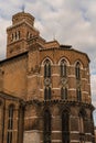 Architectural detail of an old brick church with gothic windows in Venice, Italy Royalty Free Stock Photo