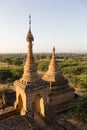 Architectural detail of a pagoda in the foreground Royalty Free Stock Photo