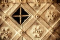 Architectural detail. Part decorative old wooden door with ornament Royalty Free Stock Photo