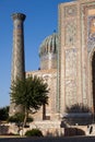 Fragment of Registan Square Mosque and Madrasah complex in Samarkand, Uzbekistan Royalty Free Stock Photo