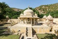 Architectural detail of Royal Gaitor Tumbas monument, Gaitor Ki Chhatriyan in Jaipur, India