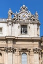 Architectural detail of St. Peter`s Basilica at Saint Peter`s Square, Vatican, Rome, Italy Royalty Free Stock Photo