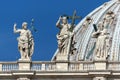 Architectural detail of St. Peter`s Basilica at Saint Peter`s Square, Vatican, Rome, Italy Royalty Free Stock Photo