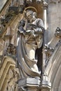 Architectural detail with statues in Brno with blue sky and clouds Royalty Free Stock Photo