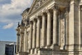 Architectural detail of the top of the German parliament Reichstag - Bundestag in Berlin