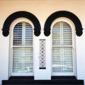 Architectural Detail, Twin Arched Windows on Old Building Royalty Free Stock Photo