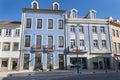 Architectural detail of the typical houses of the city decorated for the carnival of Ovar, Portugal