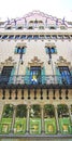 Architectural detail of the upper part of the facade of the Casa Ametller on Paseo de Gracia in Barcelona Royalty Free Stock Photo