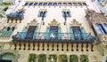 Architectural detail of the upper part of the facade of the Casa Ametller on Paseo de Gracia in Barcelona Royalty Free Stock Photo