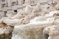 Architectural detail of water running through Trevi Fountain or Fontana di Trevi marble in Rome, Italy Royalty Free Stock Photo