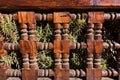 Architectural detail of a wooden fence at garden in Marrakesh, Morocco Royalty Free Stock Photo