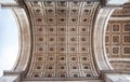 Architectural details of the Arc de Triomphe from a bottom view, Paris, France. Royalty Free Stock Photo