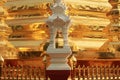 architectural details and carvings at an ancient teak timber Thai Buddhist temple in Northern Thailand showing traditional Royalty Free Stock Photo