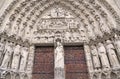 Architectural details of Cathedral Notre Dame de Paris doors