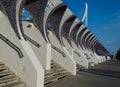 Architectural details of entrance to L`Umbracle decorated with national Spanish mosaic, October 2016, Valencia, Spain