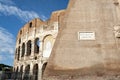 Architectural details of the facade of the Colosseum Coliseum or Flavian Amphitheatre, ancient Roman amphitheater Rome, Italy Royalty Free Stock Photo