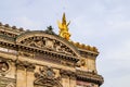 Architectural details of facade of Paris Opera Palais Garnier. France. April 2019 Royalty Free Stock Photo