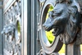 Architectural details. Forged metal grating of a park.