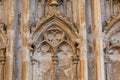 Architectural details of gotic cathedral Ancient european crystian church in catalonia spain