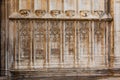 Architectural details of gotic cathedral Ancient european crystian church in catalonia spain