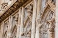 Architectural details of gotic cathedral Ancient european crystian church in catalonia spain