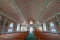 Architectural details of the interior of a small painted church in Schulenburg Texas