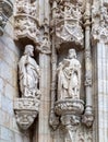 Architectural details of Jeronimos Monastery in Lisbon, UNESCO World Heritage Site.