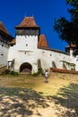 Architectural details of medieval church. View of fortified church of Viscri, UNESCO heritage site in Transylvania. Romania, 2021 Royalty Free Stock Photo