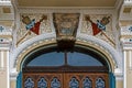Architectural details at one historic serbian church entrance. T